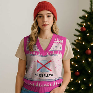 No Ice Please V-Neck Knit Sweater Vest Subtle Anti ICE Deportation Human Rights TS14 Hot Pink Print Your Wear