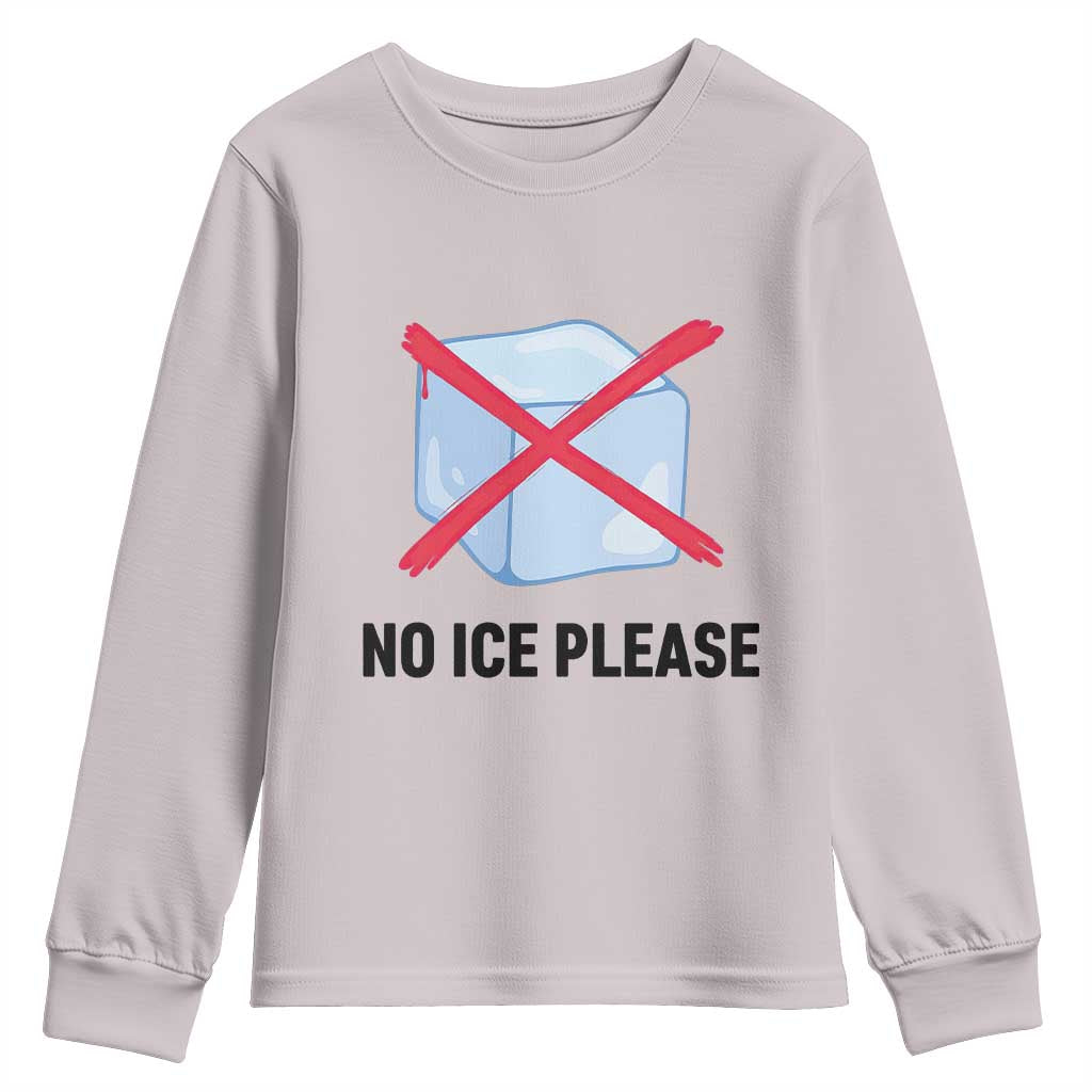 No Ice Please Youth Sweatshirt Subtle Anti ICE Deportation Human Rights TS14 Ice Gray Print Your Wear