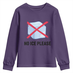 No Ice Please Youth Sweatshirt Subtle Anti ICE Deportation Human Rights TS14 Purple Print Your Wear