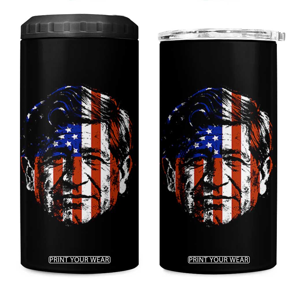 Cesar Chavez 4 in 1 Can Cooler Tumbler Hispanic Heritage Month American Flag Portrait TS14 One Size: 16 oz Black Print Your Wear