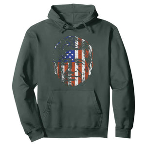 Cesar Chavez Hoodie Hispanic Heritage Month American Flag Portrait TS14 Dark Forest Green Print Your Wear