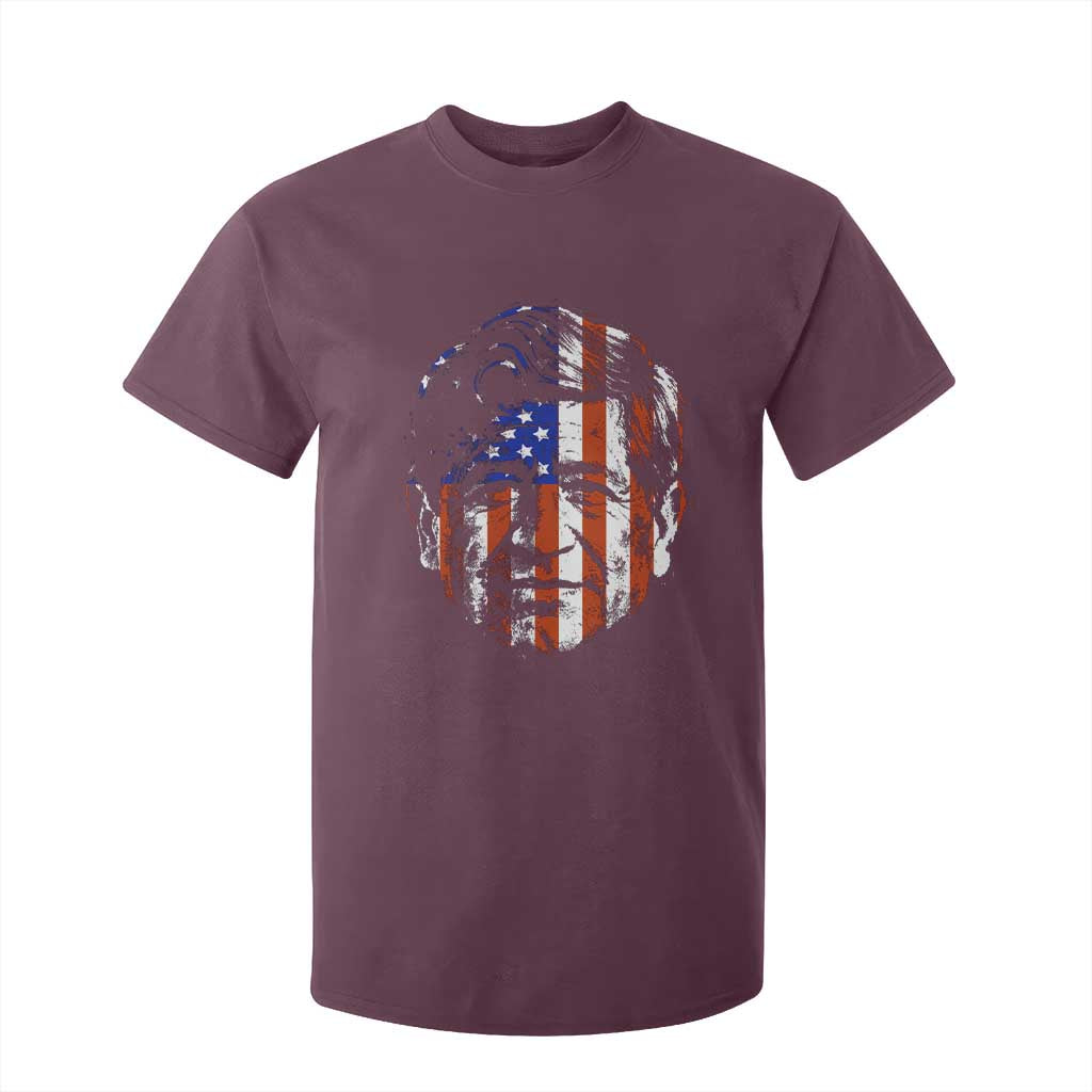 Cesar Chavez T Shirt For Kid Hispanic Heritage Month American Flag Portrait TS14 Maroon Print Your Wear