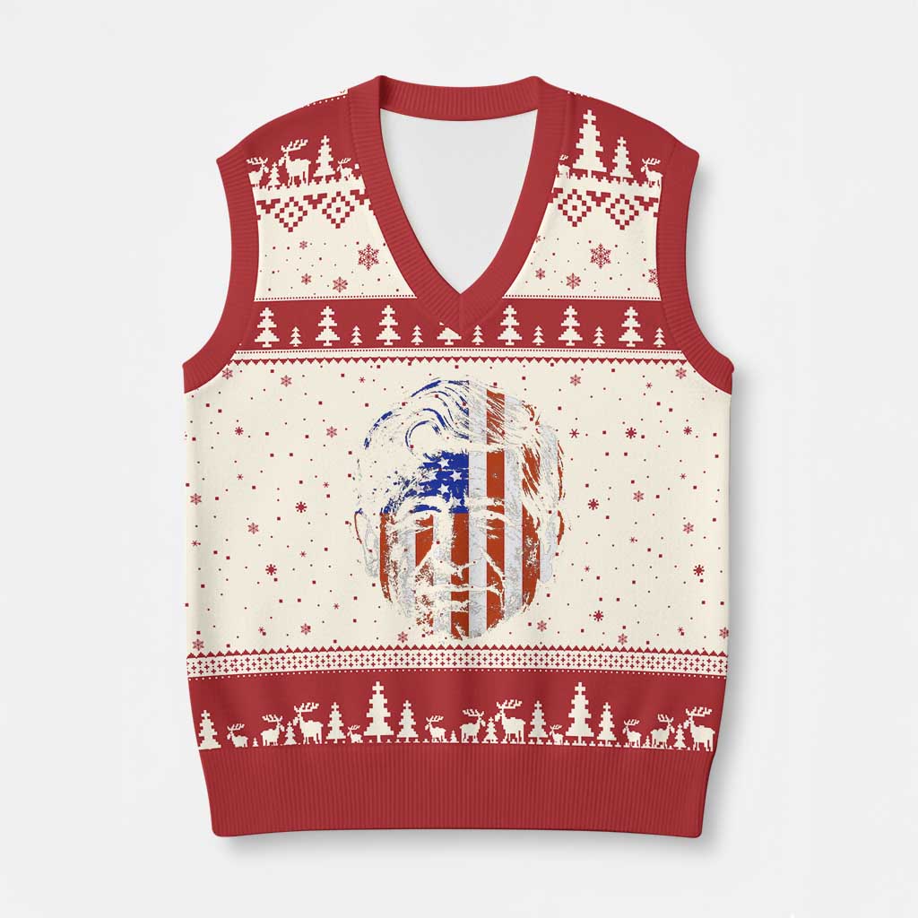 Cesar Chavez V-Neck Knit Sweater Vest Hispanic Heritage Month American Flag Portrait TS14 Beige Red Print Your Wear