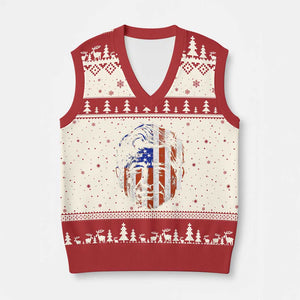 Cesar Chavez V-Neck Knit Sweater Vest Hispanic Heritage Month American Flag Portrait TS14 Beige Red Print Your Wear