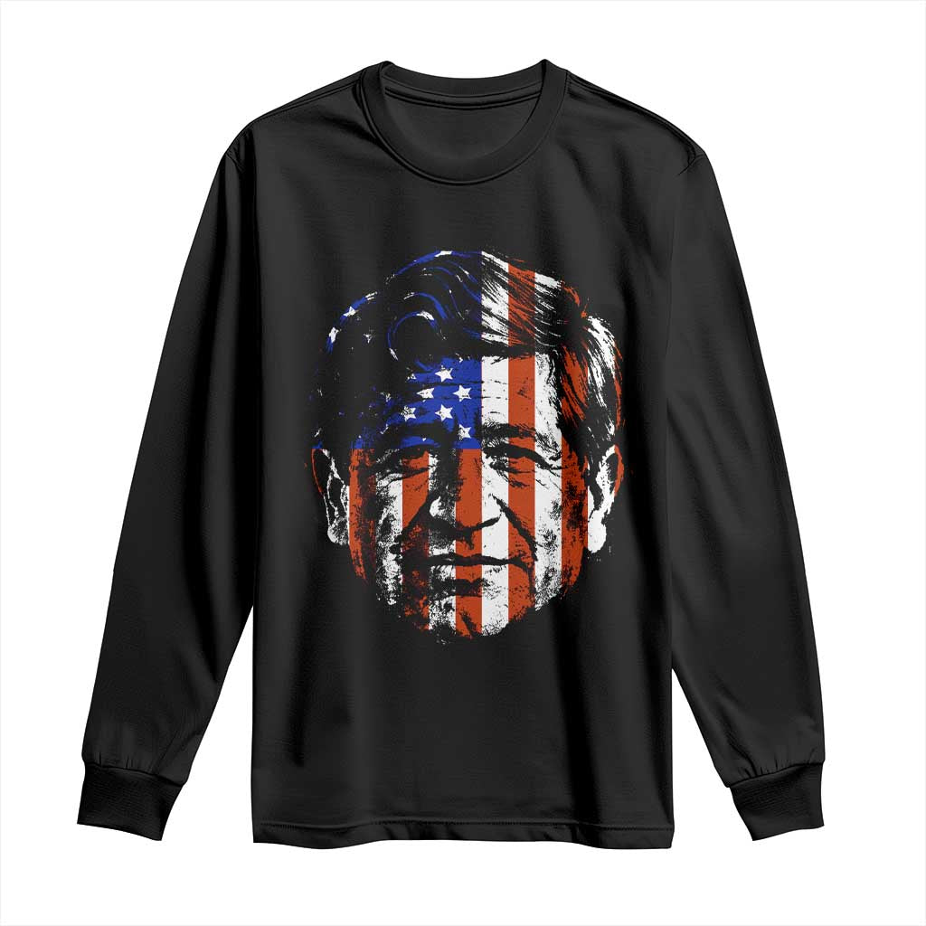 Cesar Chavez Long Sleeve Shirt Hispanic Heritage Month American Flag Portrait TS14 Black Print Your Wear