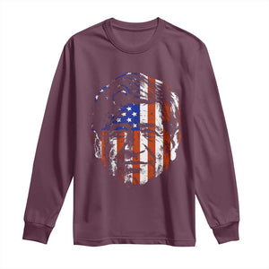 Cesar Chavez Long Sleeve Shirt Hispanic Heritage Month American Flag Portrait TS14 Maroon Print Your Wear