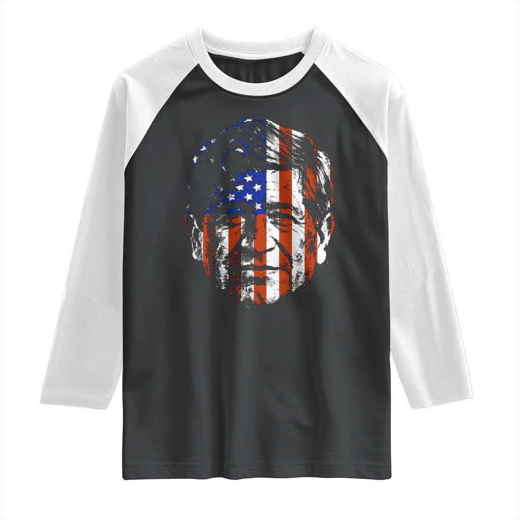 Cesar Chavez Raglan Shirt Hispanic Heritage Month American Flag Portrait TS14 Black White Print Your Wear