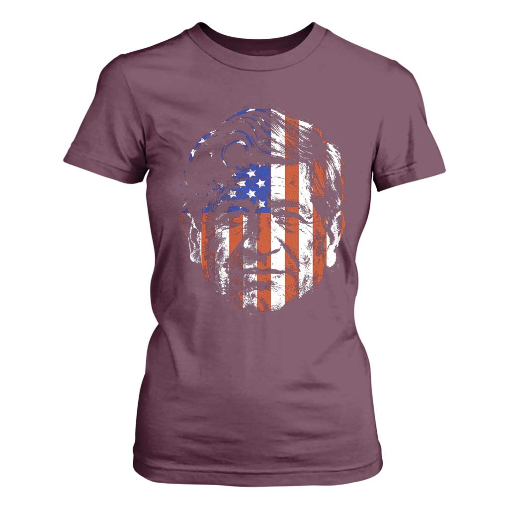 Cesar Chavez T Shirt For Women Hispanic Heritage Month American Flag Portrait TS14 Maroon Print Your Wear