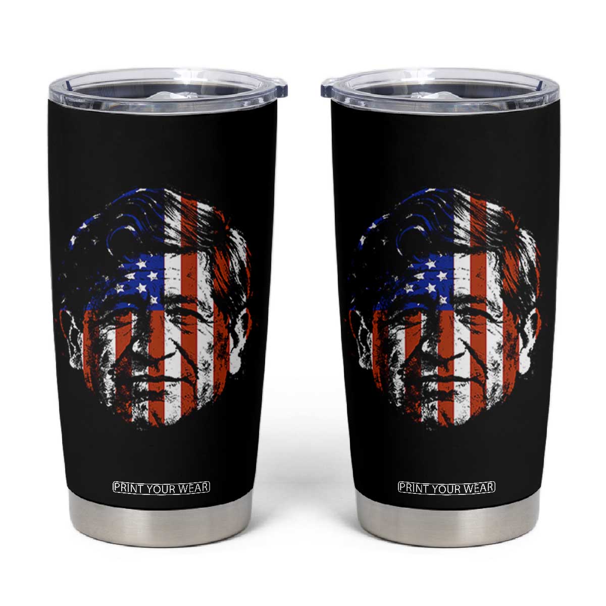 Cesar Chavez Tumbler Cup Hispanic Heritage Month American Flag Portrait TS14 Black Print Your Wear