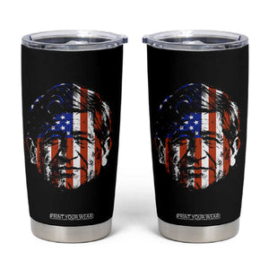 Cesar Chavez Tumbler Cup Hispanic Heritage Month American Flag Portrait TS14 Black Print Your Wear