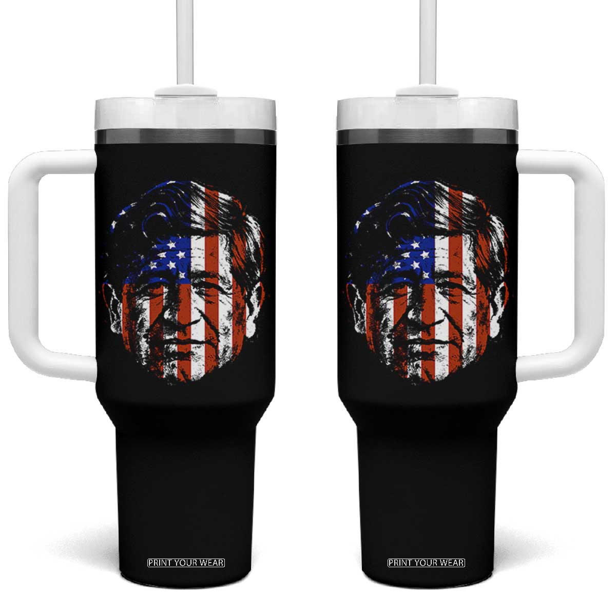 Cesar Chavez Tumbler With Handle Hispanic Heritage Month American Flag Portrait TS14 One Size: 40 oz Black Print Your Wear