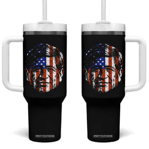 Cesar Chavez Tumbler With Handle Hispanic Heritage Month American Flag Portrait TS14 One Size: 40 oz Black Print Your Wear