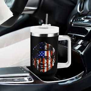 Cesar Chavez Tumbler With Handle Hispanic Heritage Month American Flag Portrait TS14 Print Your Wear