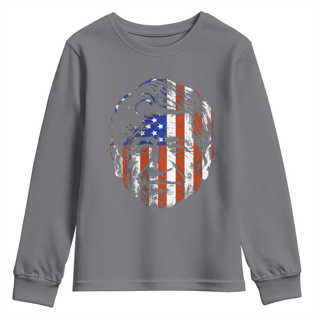 Cesar Chavez Youth Sweatshirt Hispanic Heritage Month American Flag Portrait TS14 Charcoal Print Your Wear