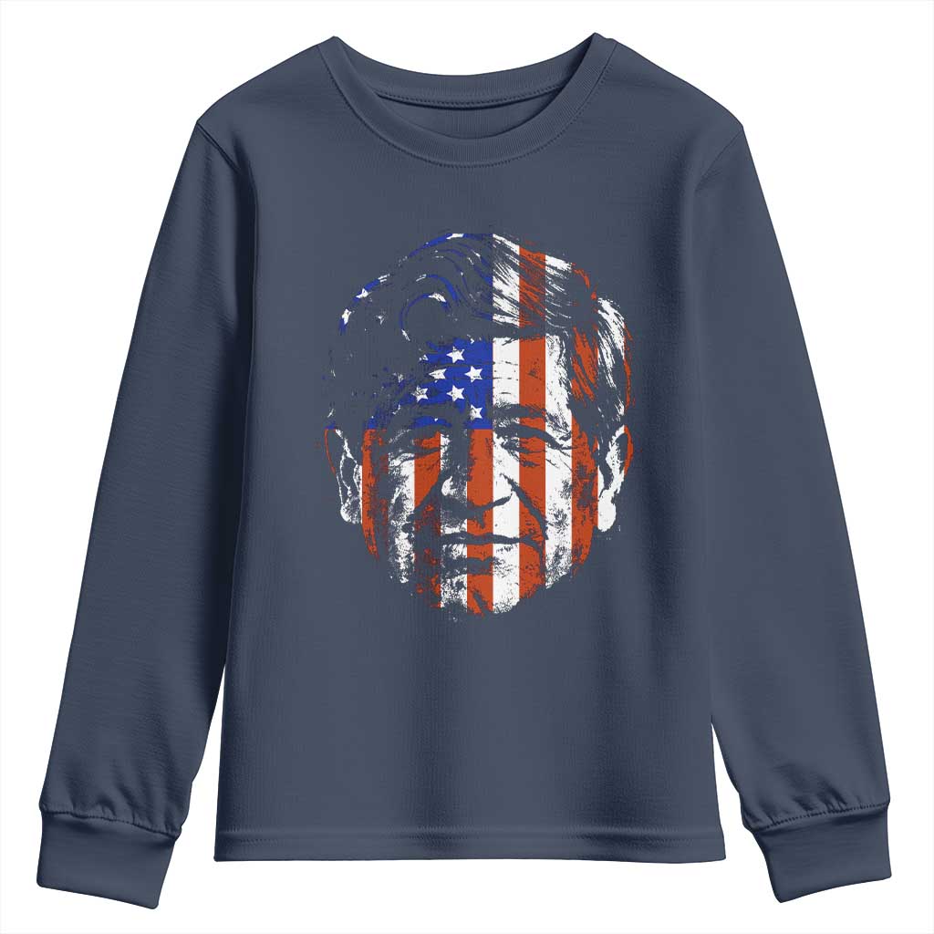Cesar Chavez Youth Sweatshirt Hispanic Heritage Month American Flag Portrait TS14 Navy Print Your Wear