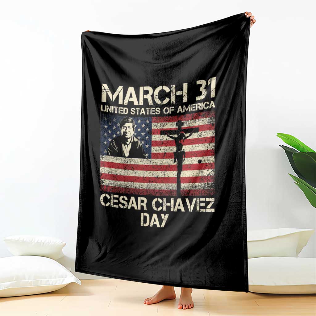 Cesar Chavez March 31 Celebration Throw Blanket Christian American Flag Religious TS14 Print Your Wear