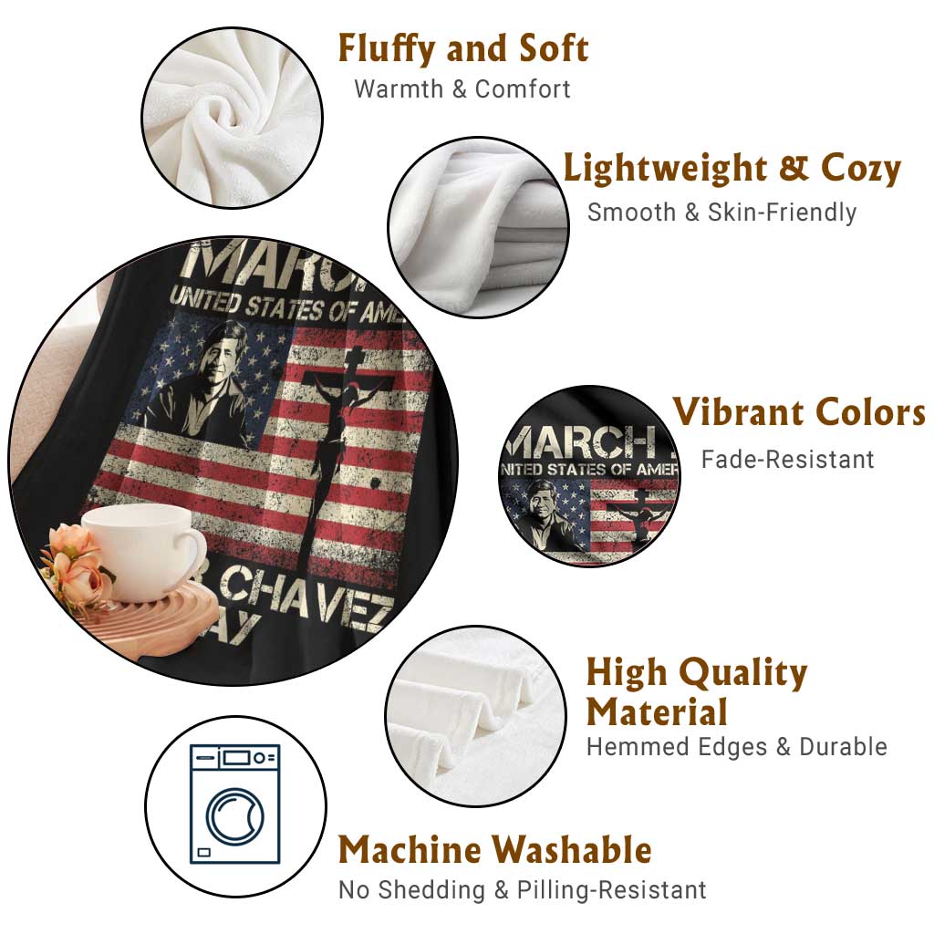 Cesar Chavez March 31 Celebration Throw Blanket Christian American Flag Religious TS14 Print Your Wear