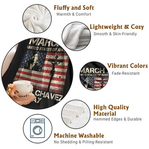 Cesar Chavez March 31 Celebration Throw Blanket Christian American Flag Religious TS14 Print Your Wear