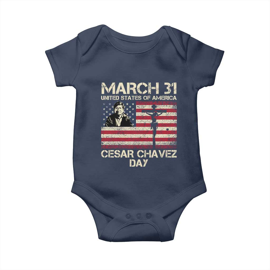 Cesar Chavez March 31 Celebration Baby Onesie Christian American Flag Religious TS14 Navy Print Your Wear