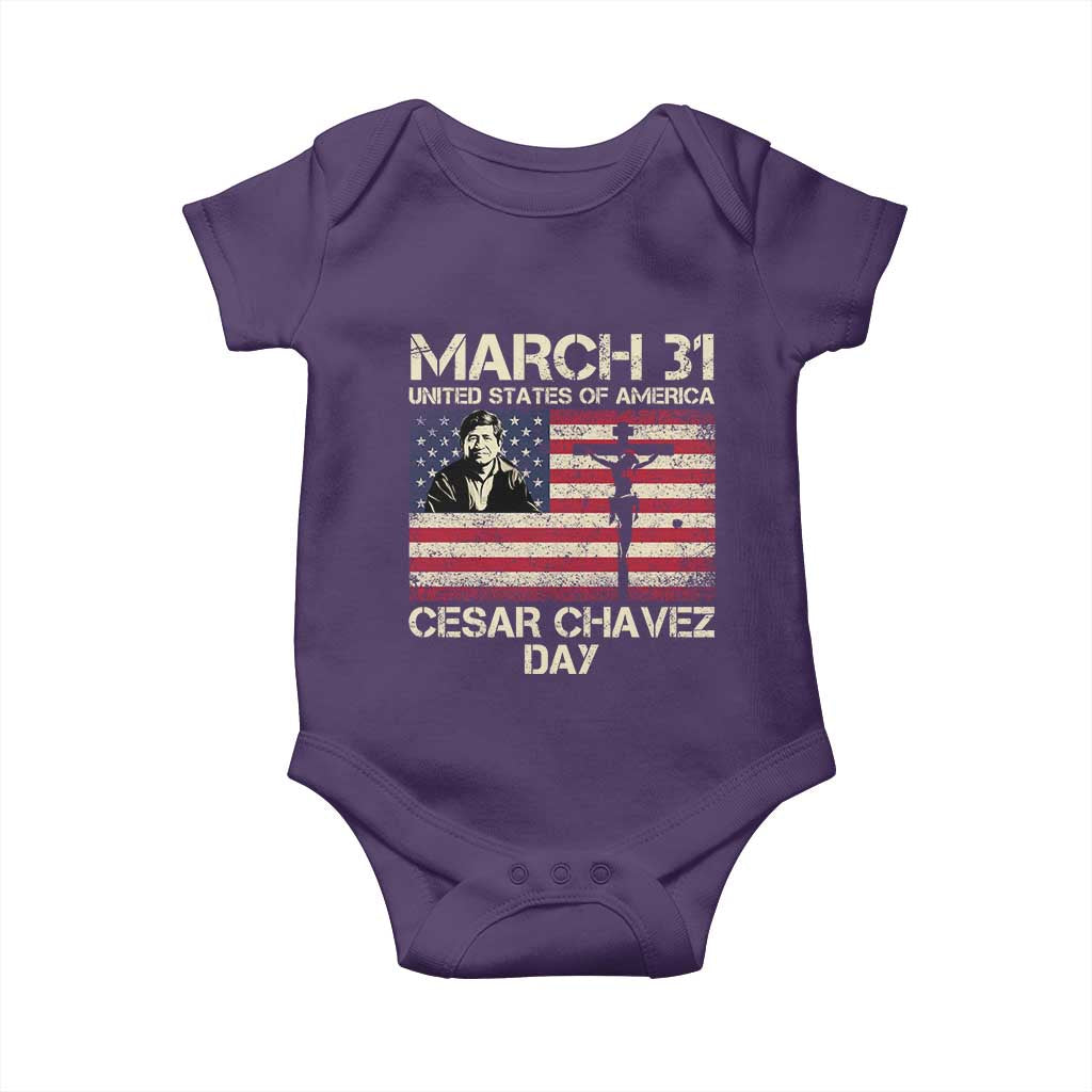 Cesar Chavez March 31 Celebration Baby Onesie Christian American Flag Religious TS14 Purple Print Your Wear