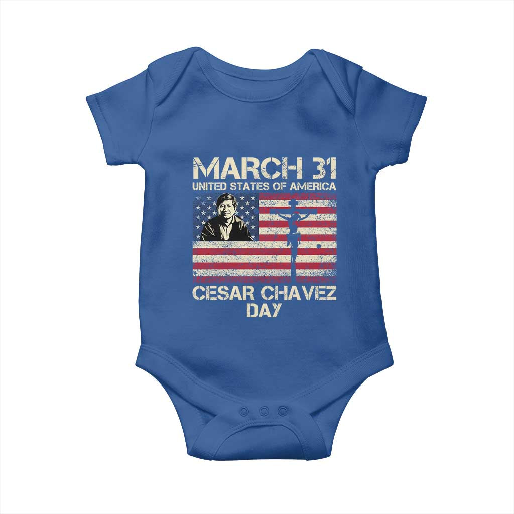 Cesar Chavez March 31 Celebration Baby Onesie Christian American Flag Religious TS14 Royal Blue Print Your Wear