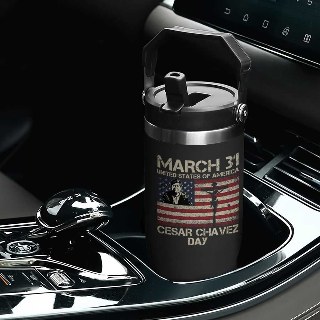 Cesar Chavez March 31 Celebration Flip Straw Tumbler Christian American Flag Religious TS14 Print Your Wear