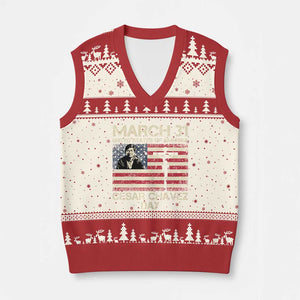 Cesar Chavez March 31 Celebration V-Neck Knit Sweater Vest Christian American Flag Religious TS14 Beige Red Print Your Wear