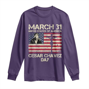 Cesar Chavez March 31 Celebration Long Sleeve Shirt Christian American Flag Religious TS14 Purple Print Your Wear
