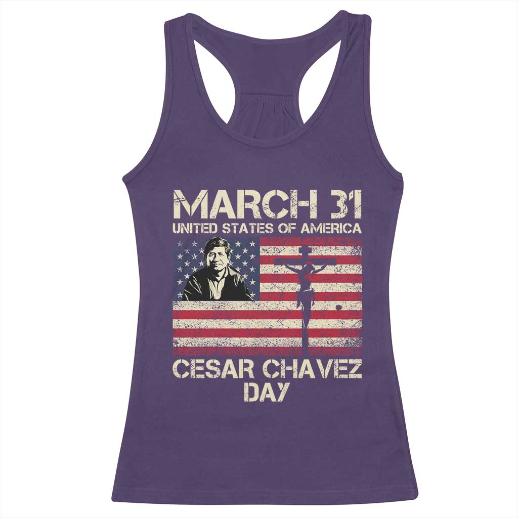 Cesar Chavez March 31 Celebration Racerback Tank Top Christian American Flag Religious TS14 Purple Print Your Wear