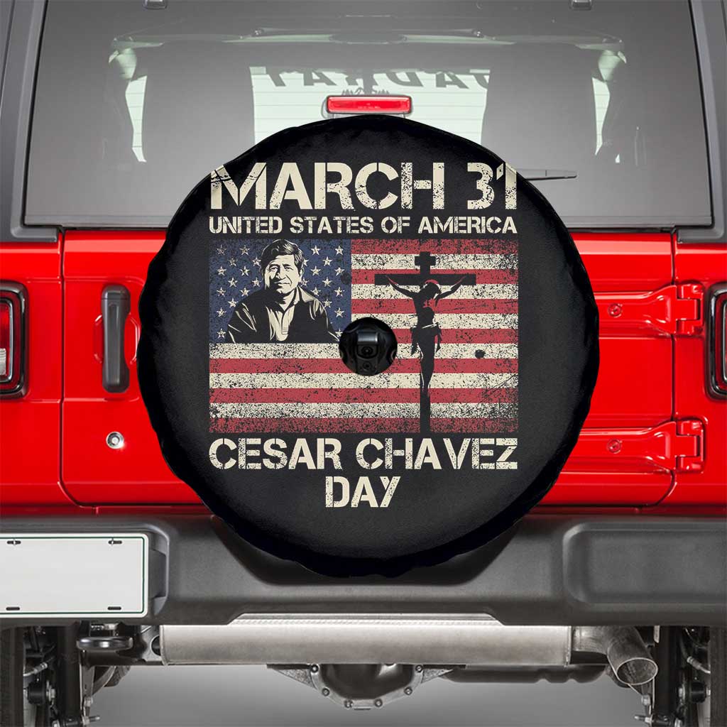 Cesar Chavez March 31 Celebration Spare Tire Cover Christian American Flag Religious TS14 Black Print Your Wear