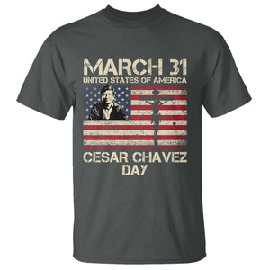 Cesar Chavez March 31 Celebration T Shirt Christian American Flag Religious TS14 Dark Heather Print Your Wear