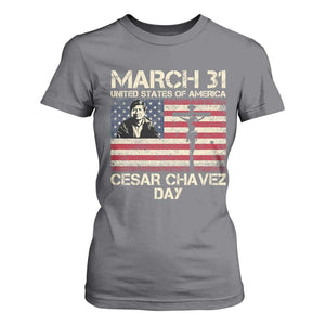 Cesar Chavez March 31 Celebration T Shirt For Women Christian American Flag Religious TS14 Charcoal Print Your Wear