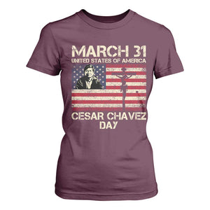 Cesar Chavez March 31 Celebration T Shirt For Women Christian American Flag Religious TS14 Maroon Print Your Wear