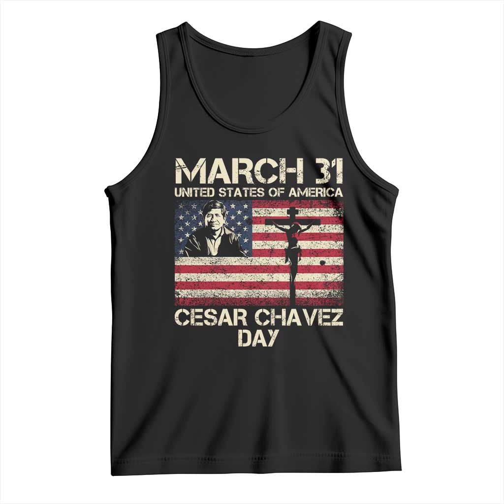 Cesar Chavez March 31 Celebration Tank Top Christian American Flag Religious TS14 Black Print Your Wear