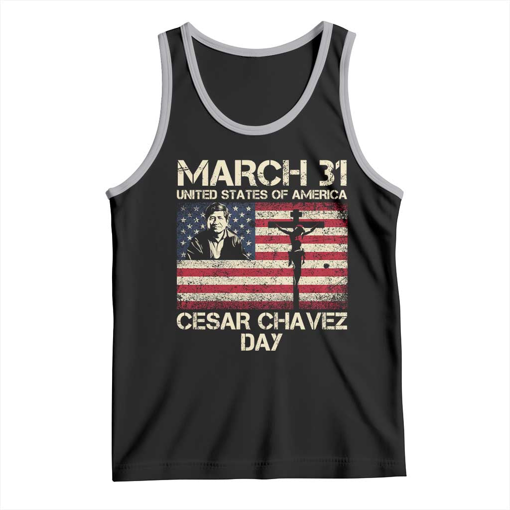 Cesar Chavez March 31 Celebration Tank Top Christian American Flag Religious TS14 Black Athletic Heather Print Your Wear