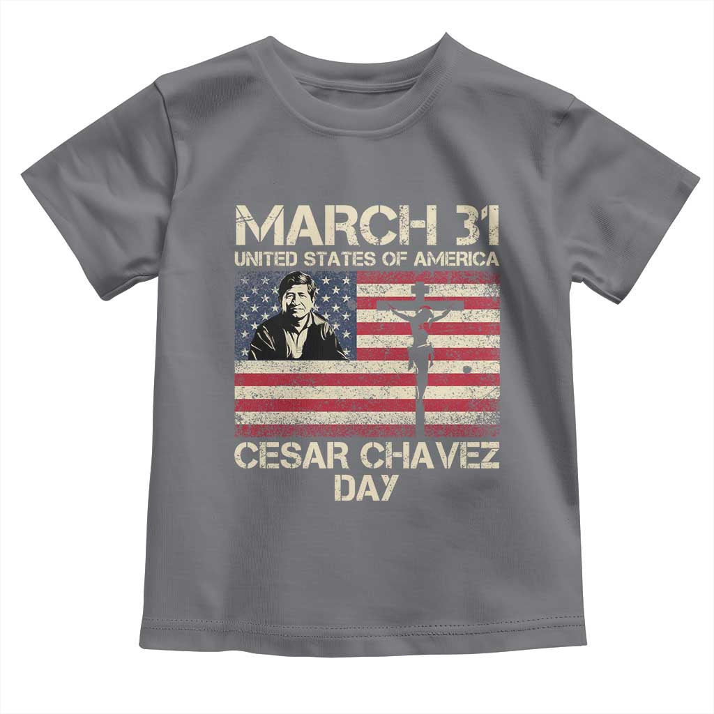 Cesar Chavez March 31 Celebration Toddler T Shirt Christian American Flag Religious TS14 Charcoal Print Your Wear