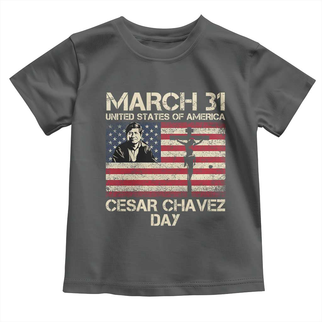 Cesar Chavez March 31 Celebration Toddler T Shirt Christian American Flag Religious TS14 Dark Heather Print Your Wear