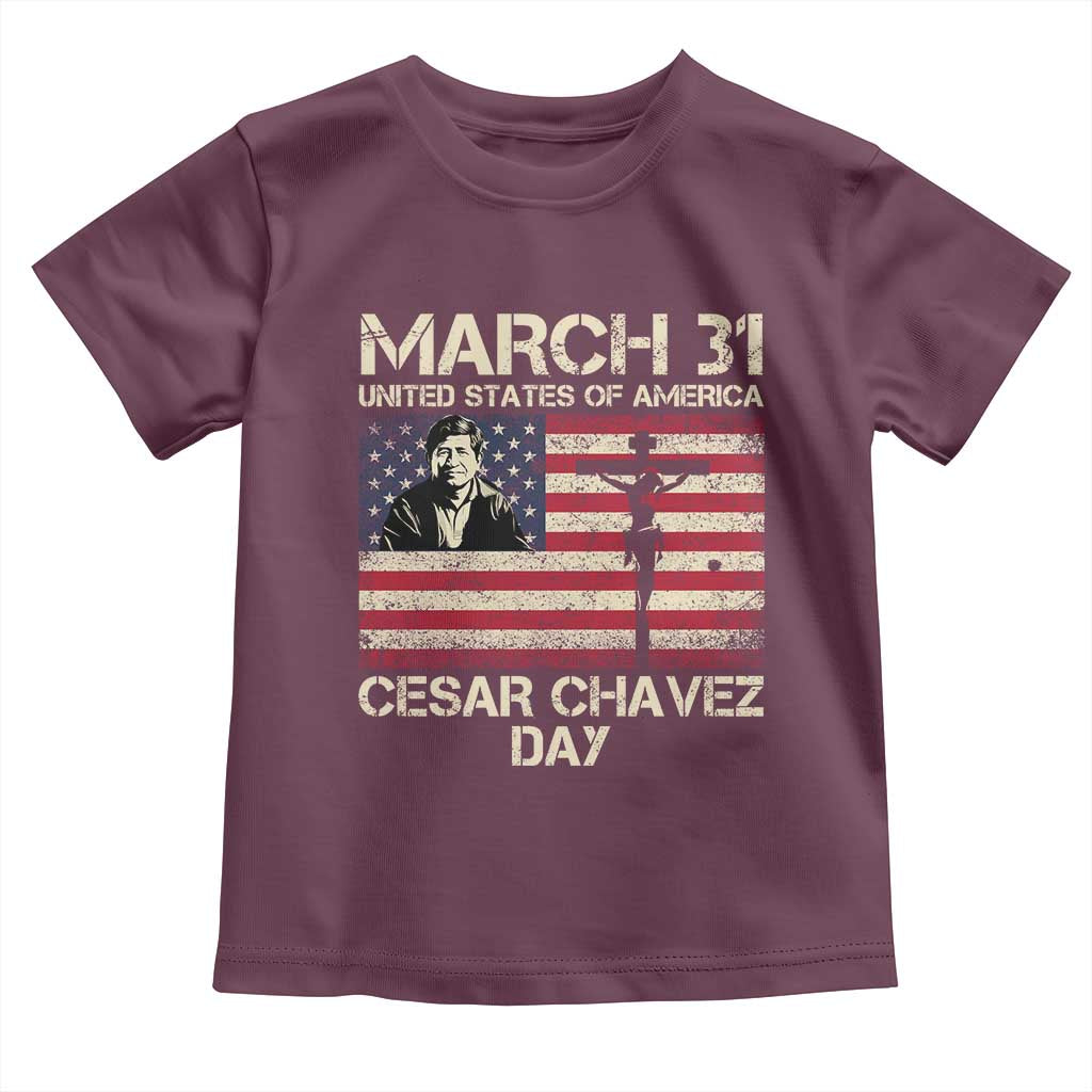 Cesar Chavez March 31 Celebration Toddler T Shirt Christian American Flag Religious TS14 Maroon Print Your Wear