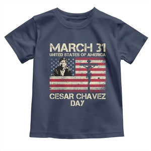 Cesar Chavez March 31 Celebration Toddler T Shirt Christian American Flag Religious TS14 Navy Print Your Wear