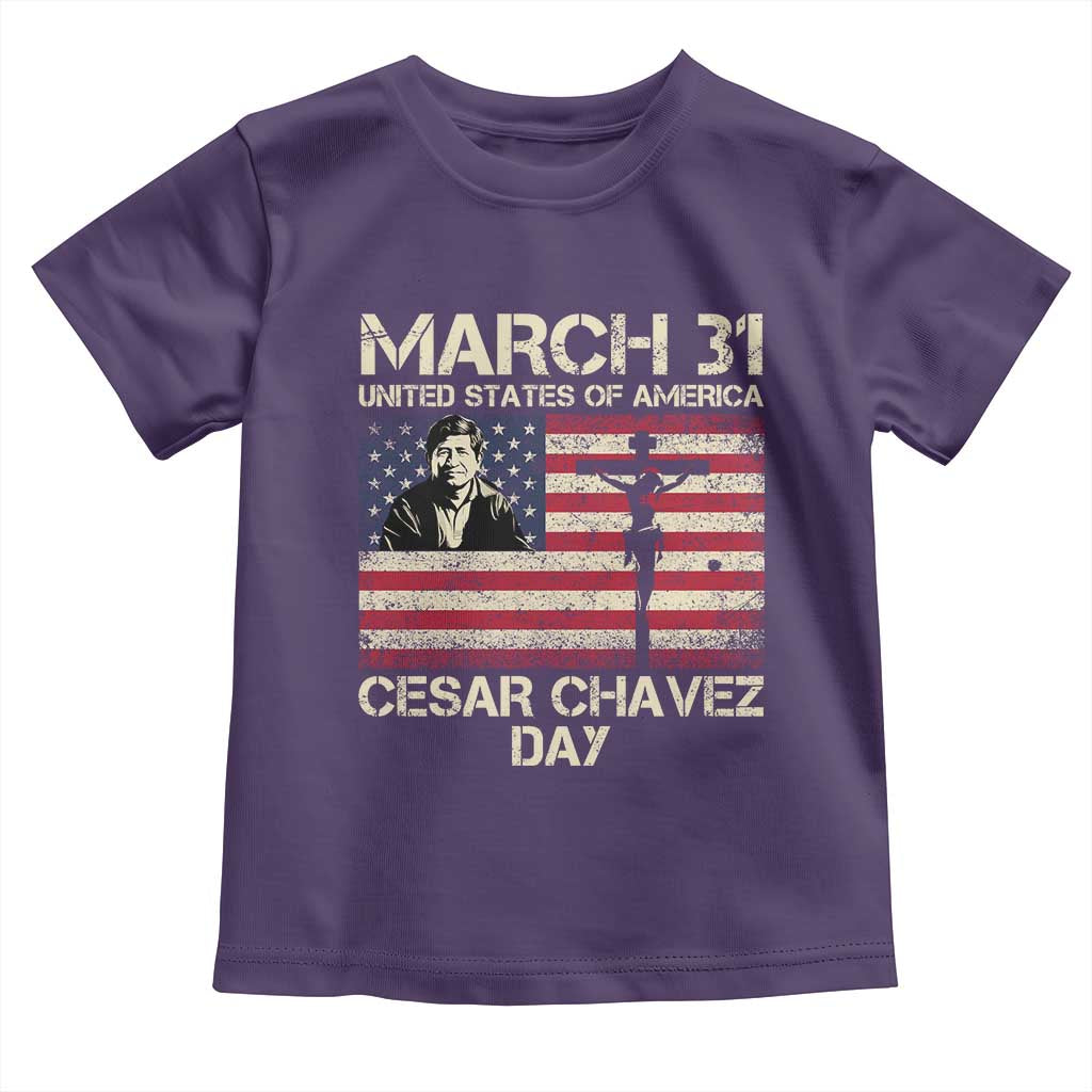 Cesar Chavez March 31 Celebration Toddler T Shirt Christian American Flag Religious TS14 Purple Print Your Wear