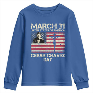 Cesar Chavez March 31 Celebration Youth Sweatshirt Christian American Flag Religious TS14 Royal Blue Print Your Wear