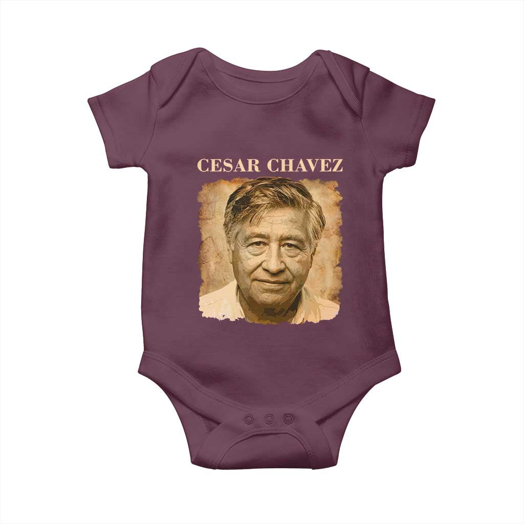 Cesar Chavez Baby Onesie Mexican American Pride Latino Heritage TS14 Maroon Print Your Wear