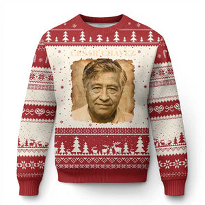 Cesar Chavez Ugly Christmas Sweater Mexican American Pride Latino Heritage TS14 Beige Red Print Your Wear