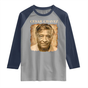 Cesar Chavez Raglan Shirt Mexican American Pride Latino Heritage TS14 Sport Gray Navy Print Your Wear