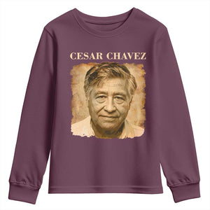 Cesar Chavez Youth Sweatshirt Mexican American Pride Latino Heritage TS14 Maroon Print Your Wear