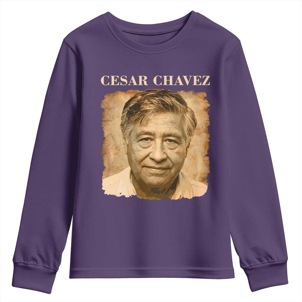 Cesar Chavez Youth Sweatshirt Mexican American Pride Latino Heritage TS14 Purple Print Your Wear