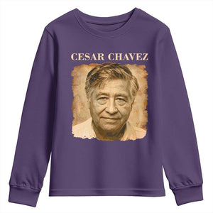 Cesar Chavez Youth Sweatshirt Mexican American Pride Latino Heritage TS14 Purple Print Your Wear