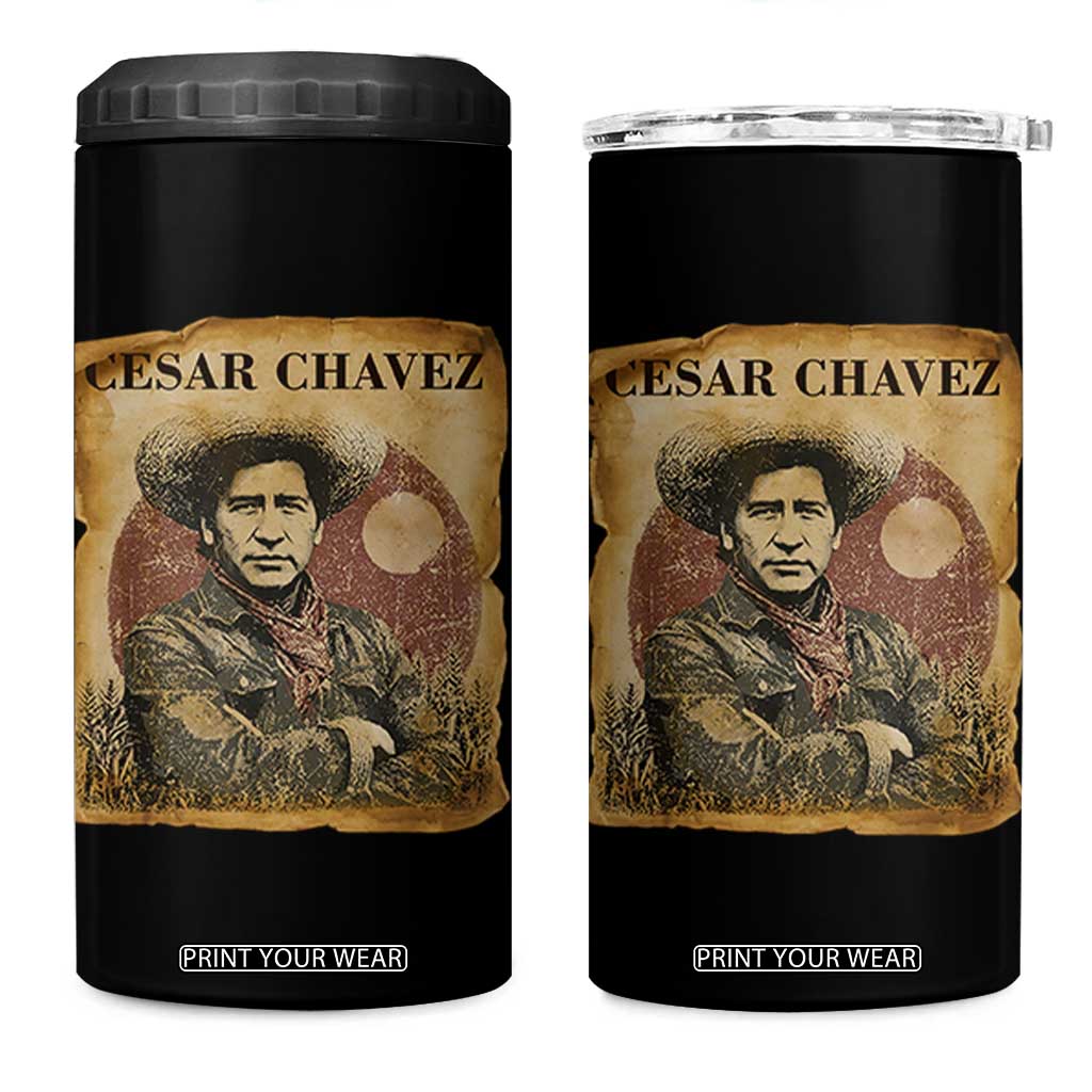 Cesar Chavez 4 in 1 Can Cooler Tumbler Hispanic Heritage Mexican American Pride Latino TS14 One Size: 16 oz Black Print Your Wear