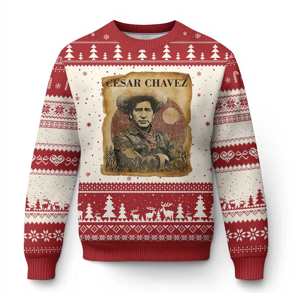 Cesar Chavez Ugly Christmas Sweater Hispanic Heritage Mexican American Pride Latino TS14 Beige Red Print Your Wear