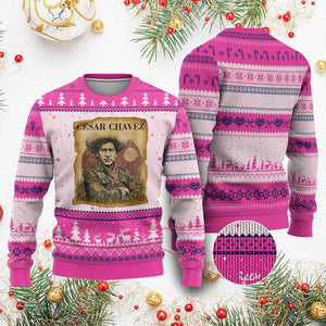 Cesar Chavez Ugly Christmas Sweater Hispanic Heritage Mexican American Pride Latino TS14 Hot Pink Print Your Wear